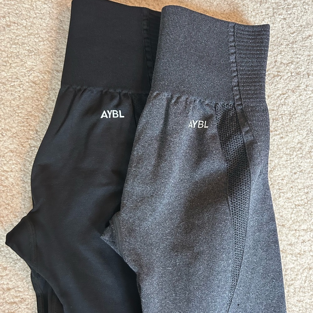 AYBL Athletic Leggings Black and Gray with Supportive Waistband
